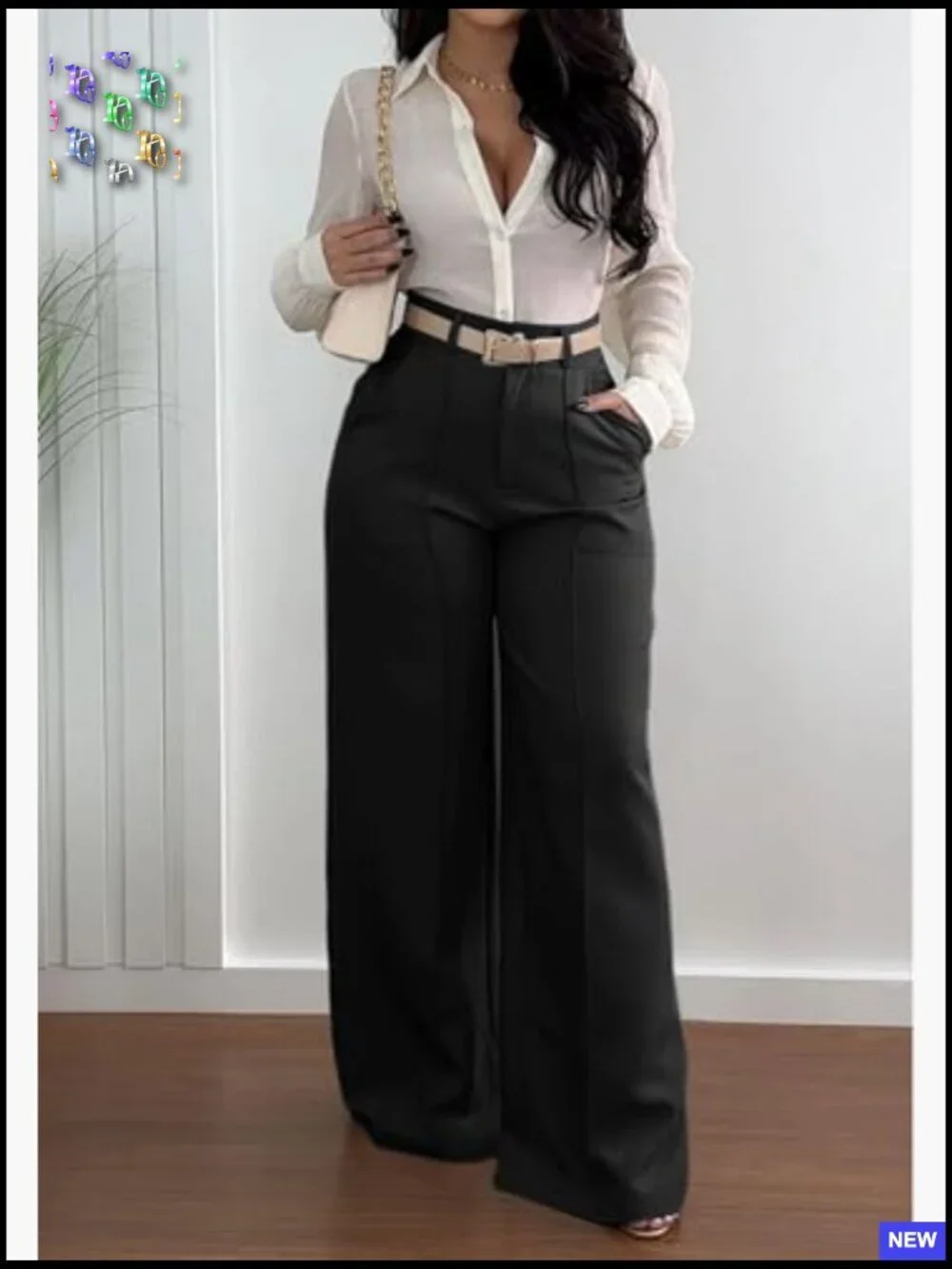 High Waisted Wide Leg Pleated Dress Pants Business Casual Office Slacks Trousers